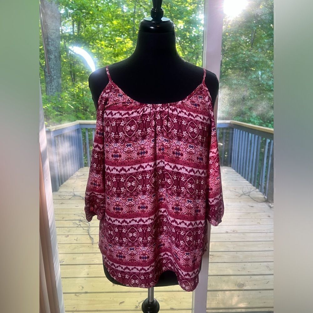 Pink Rose Cold Shoulder Top